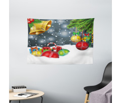 Vivid Noel Balls and Bell Wide Tapestry