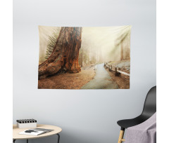 Foggy Forest Woods Wide Tapestry
