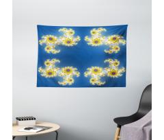 Floral Psychedelic Art Wide Tapestry