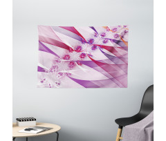Digital Colored Flowers Wide Tapestry