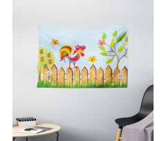 Tree Butterfly and Flower Wide Tapestry