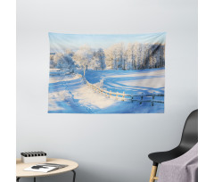 Winter Snowy Pines Wide Tapestry