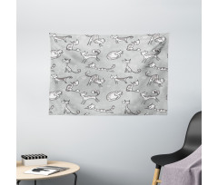 Cat Kitten Cartoon Wide Tapestry