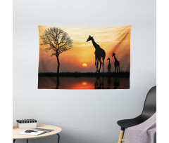 Giraffe in Wild Forest Wide Tapestry