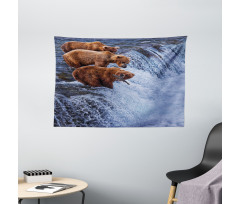 Wild Bear Fish Nature Wide Tapestry