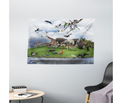 Tropic Animal Collage Wide Tapestry