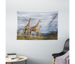 Giraffe Family Wide Tapestry