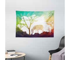 Vivid Safari Zebras Wide Tapestry