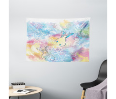 Colored Brushstroke Wide Tapestry