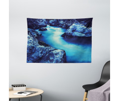 Frozen Lake in Winter Wide Tapestry