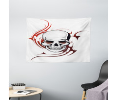 Scary Wild Skull Tribal Wide Tapestry