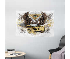 American Eagle on Skull Wide Tapestry