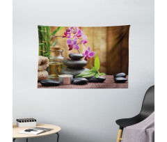 Warm Stones and Flowers Wide Tapestry