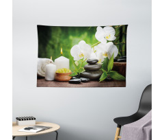 Stones and Orchids Wide Tapestry
