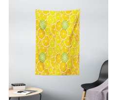 Lemon Orange Circles Tapestry