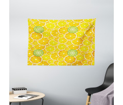 Lemon Orange Circles Wide Tapestry