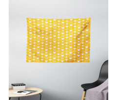 Heart Shapes and Dots Wide Tapestry