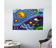 Sunny Nature Flowers Wide Tapestry