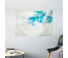 Blue Ombre Flowers Wide Tapestry