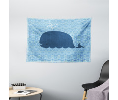 Sea Animal Wavy Patterns Wide Tapestry