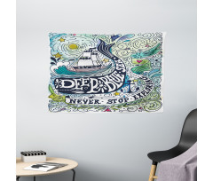 Whales Island with Palm Wide Tapestry