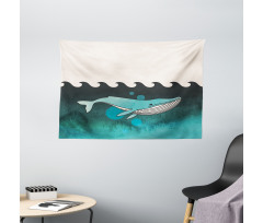 Whale near Palm Island Wide Tapestry