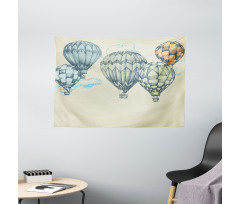 Air Balloons in Sky Wide Tapestry