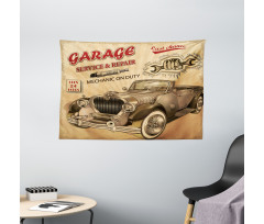 Old Style Car Repair Wide Tapestry