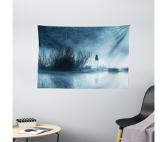 Fog Forest Night Wide Tapestry