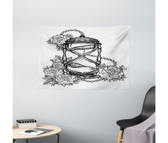 Sketch Style Hourglass Wide Tapestry
