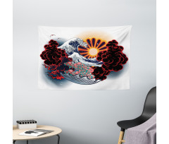 Japanese Style Waves Wide Tapestry