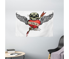 Angel Wings Skull Love Wide Tapestry