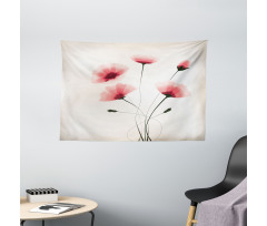Romantic Buds Flowers Wide Tapestry