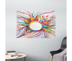 Wavy Flowers Blossoms Wide Tapestry