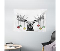 Sketchy Noel Ornament Wide Tapestry