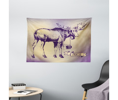 Hipster Deer with Camera Wide Tapestry