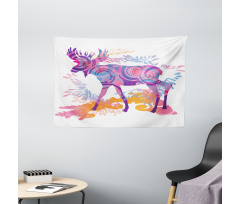 Trippy Vivid Deer Wide Tapestry