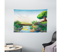 Cartoon Farm Animals Wide Tapestry