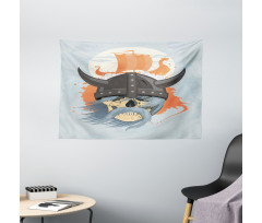 Ghost Warrior Cartoon Wide Tapestry