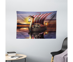 Barbarian Warrior Print Wide Tapestry