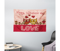 Owls Love Heart Wide Tapestry