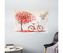 Heart Tree Bike Wide Tapestry