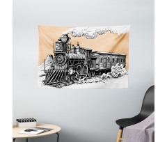 Old Wooden Train Wide Tapestry