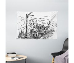 Railroad Drawing Wide Tapestry