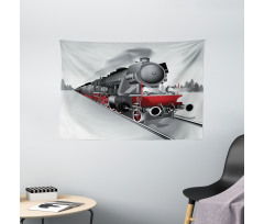 Railway Train Art Wide Tapestry