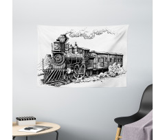 Rustic Old Train Wide Tapestry
