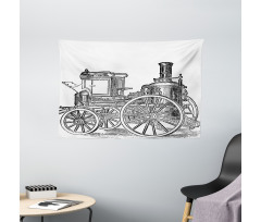 Old Fireman Truck Wide Tapestry