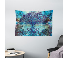 Mandala Trees Wide Tapestry