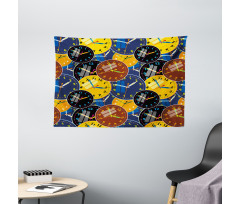 Clock Faces Pattern Wide Tapestry