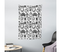 Hand Drawn Clocks Tapestry